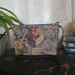 Danny K Beverly Hills Tapestry Crossbody Bag Floral Fruit Made in USA  Purse